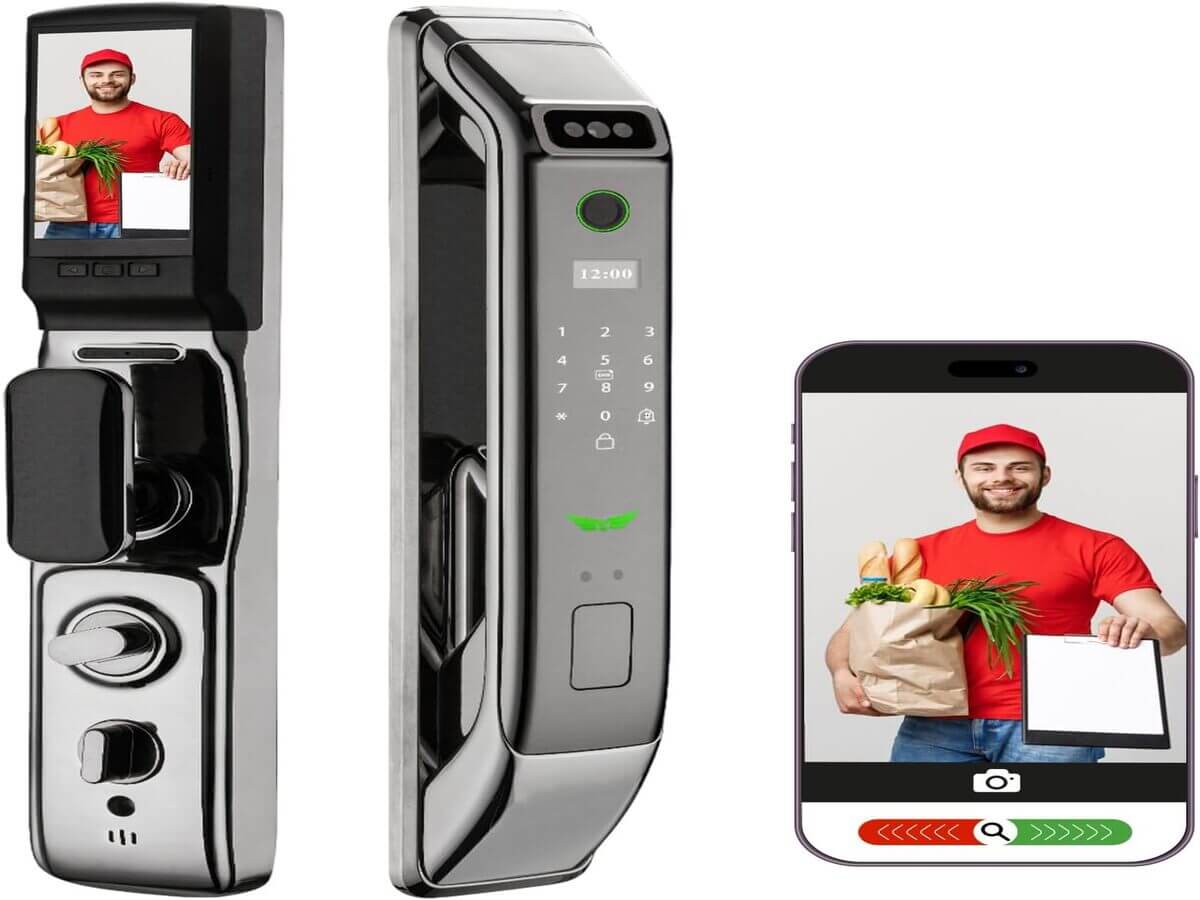 TUYA 3D Face Recognition Smart Door Lock with Video Intercom system in a modern Lagos apartment.